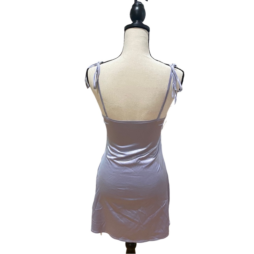 Spaghetti Strap Contrast Stipe Satin Mini Dress - Picture 3 of 3